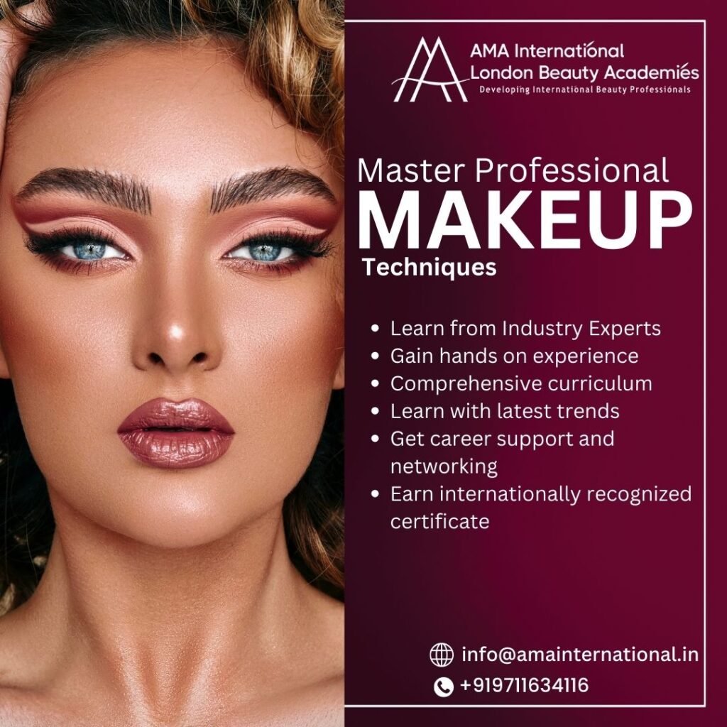 Promotional poster for a Master Professional Makeup course offering expert-led training.