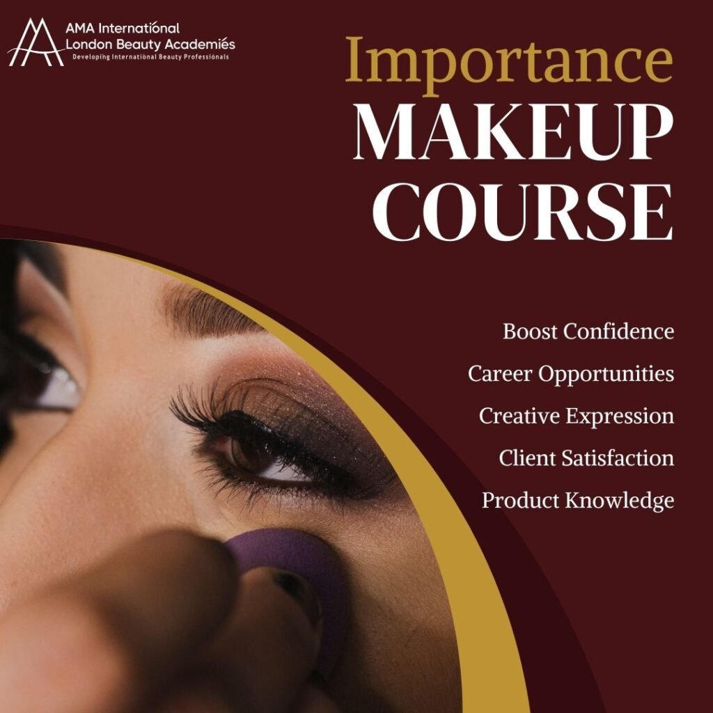 Importance of makeup course highlighting confidence, career, creativity, and product knowledge.